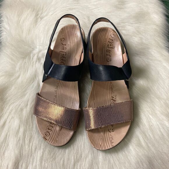 WONDERS Spain Leather Slingback Ankle Strap Snake Slide Sandal 39 EU US 8 Shoe - Picture 3 of 8